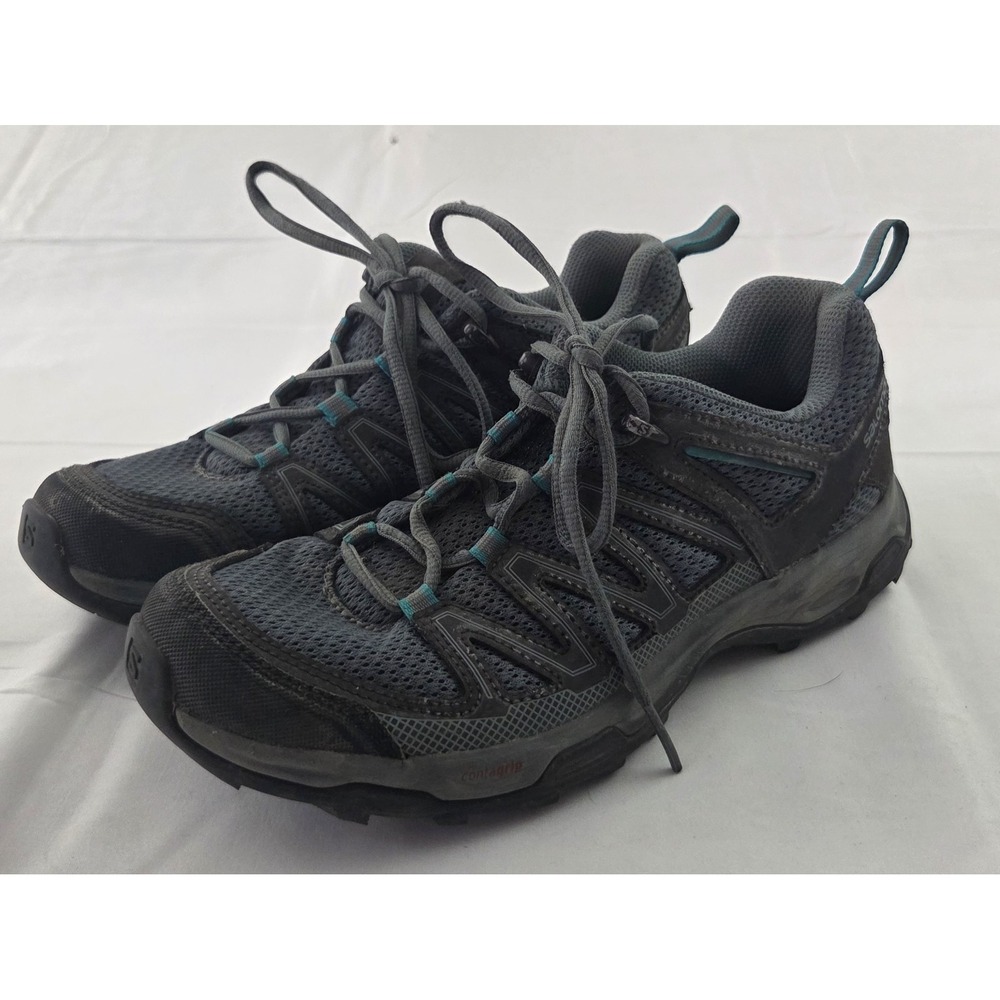 Salomon Trail Hiking Sneakers Mens 8.5 Teal Gray Lace Up Outdoor Gorpcore Trail